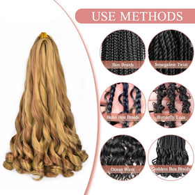 Luoyudu French Curl Braiding Hair 18 Inch P27/30 styled in box braids