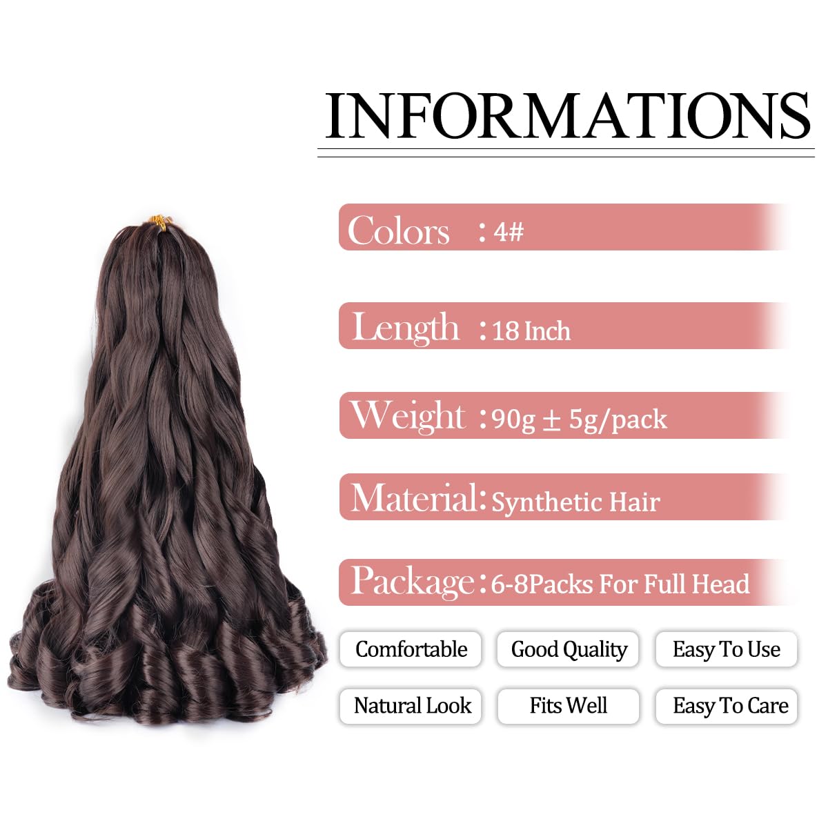 Luoyudu French Curl Braiding Hair 18 Inch pack details