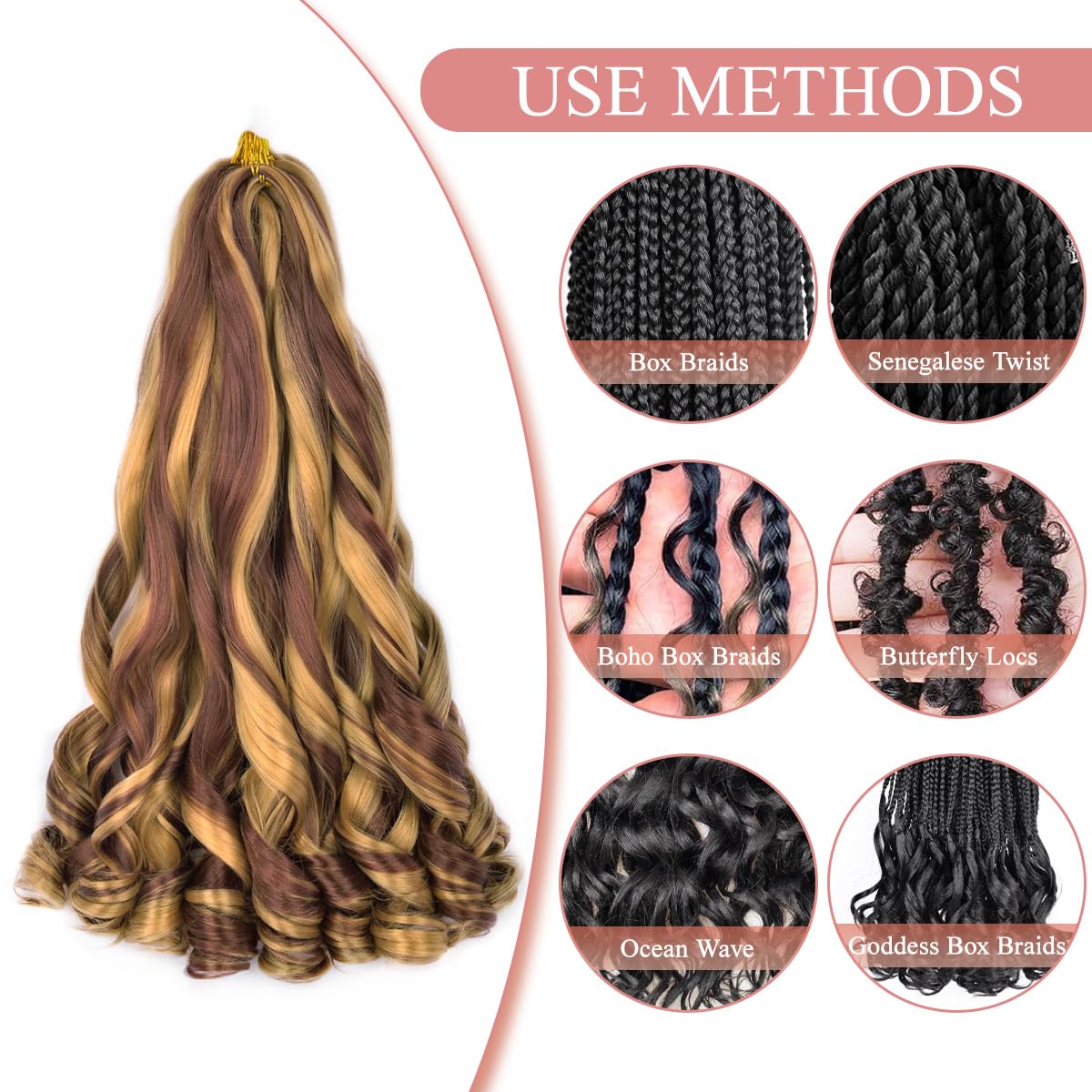 Luoyudu French Curl Braiding Hair 18 Inch styled into box braids