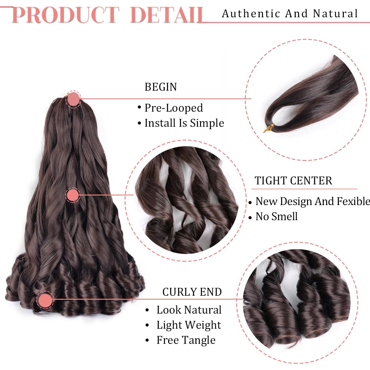 Luoyudu French Curl Braiding Hair 18 Inch texture close-up
