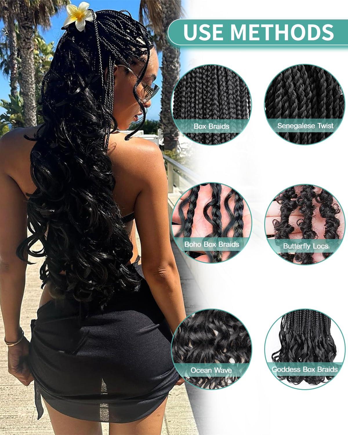 Luoyudu French Curl Braiding Hair 24 Inch back view