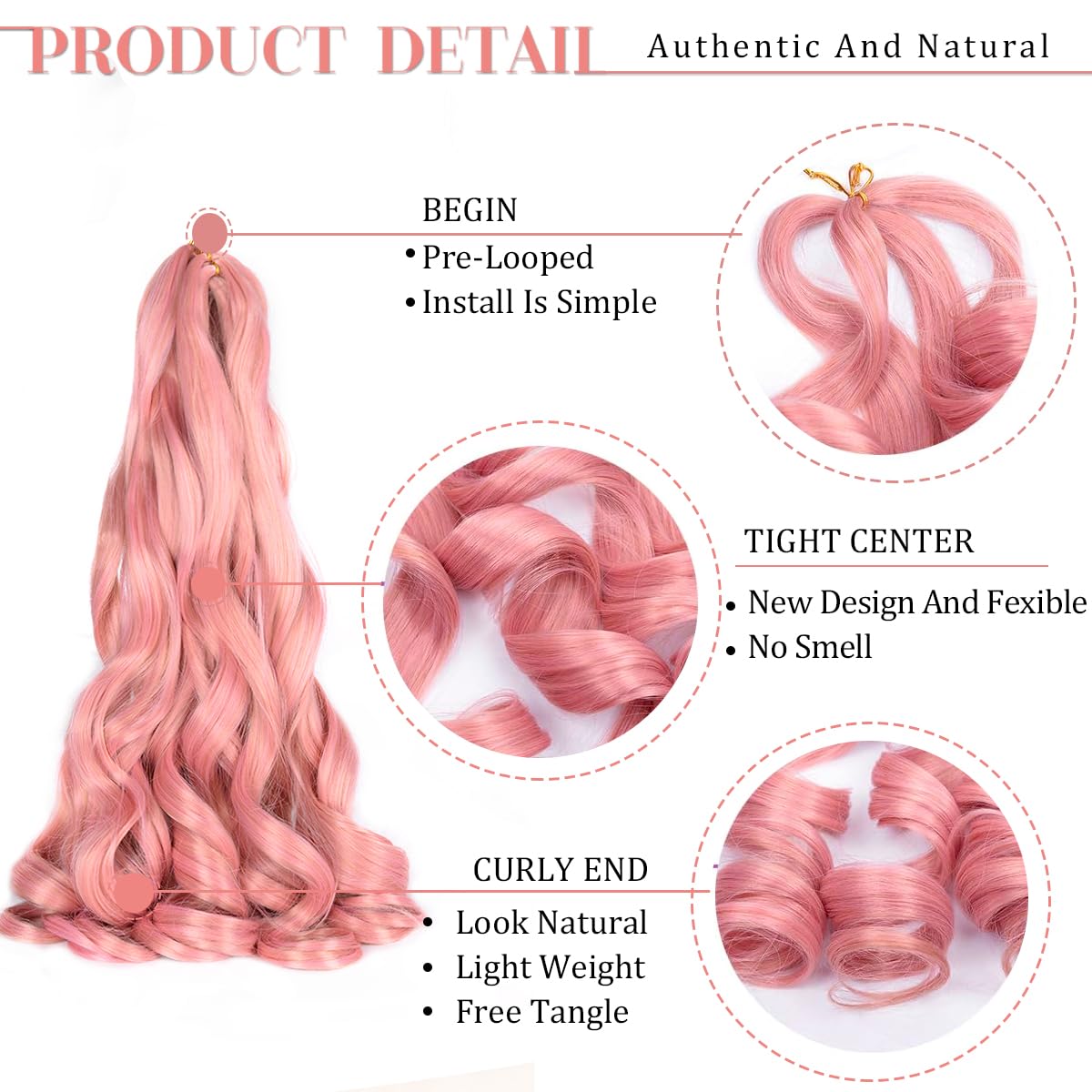 Luoyudu French Curl Braiding Hair 24 Inch close-up of texture