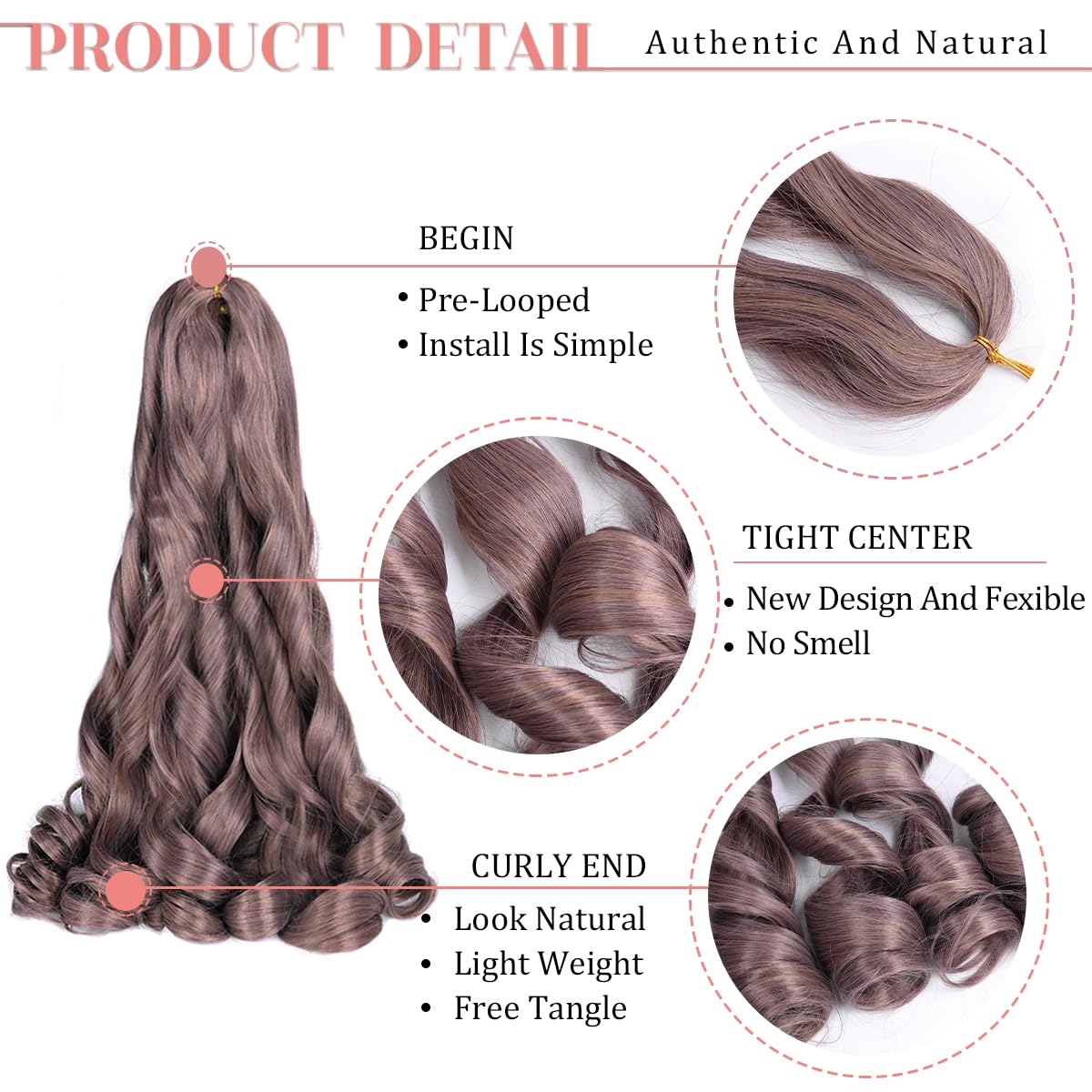 Luoyudu French Curl Braiding Hair 24 inch close-up of texture