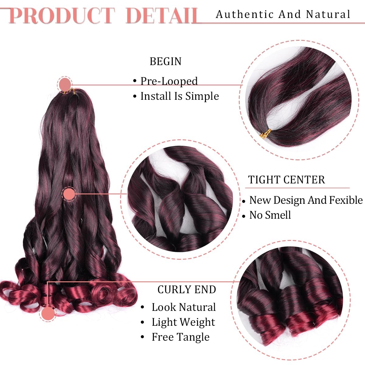 Luoyudu French Curl Braiding Hair 24 Inch close-up of texture