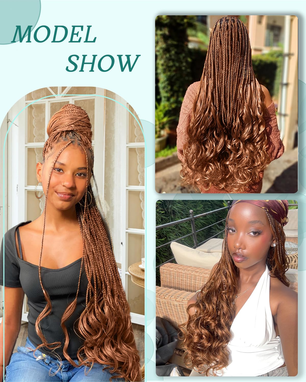 Luoyudu French Curl Braiding Hair 24 Inch displayed with accessories