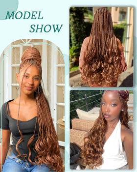Luoyudu French Curl Braiding Hair 24 Inch displayed with accessories