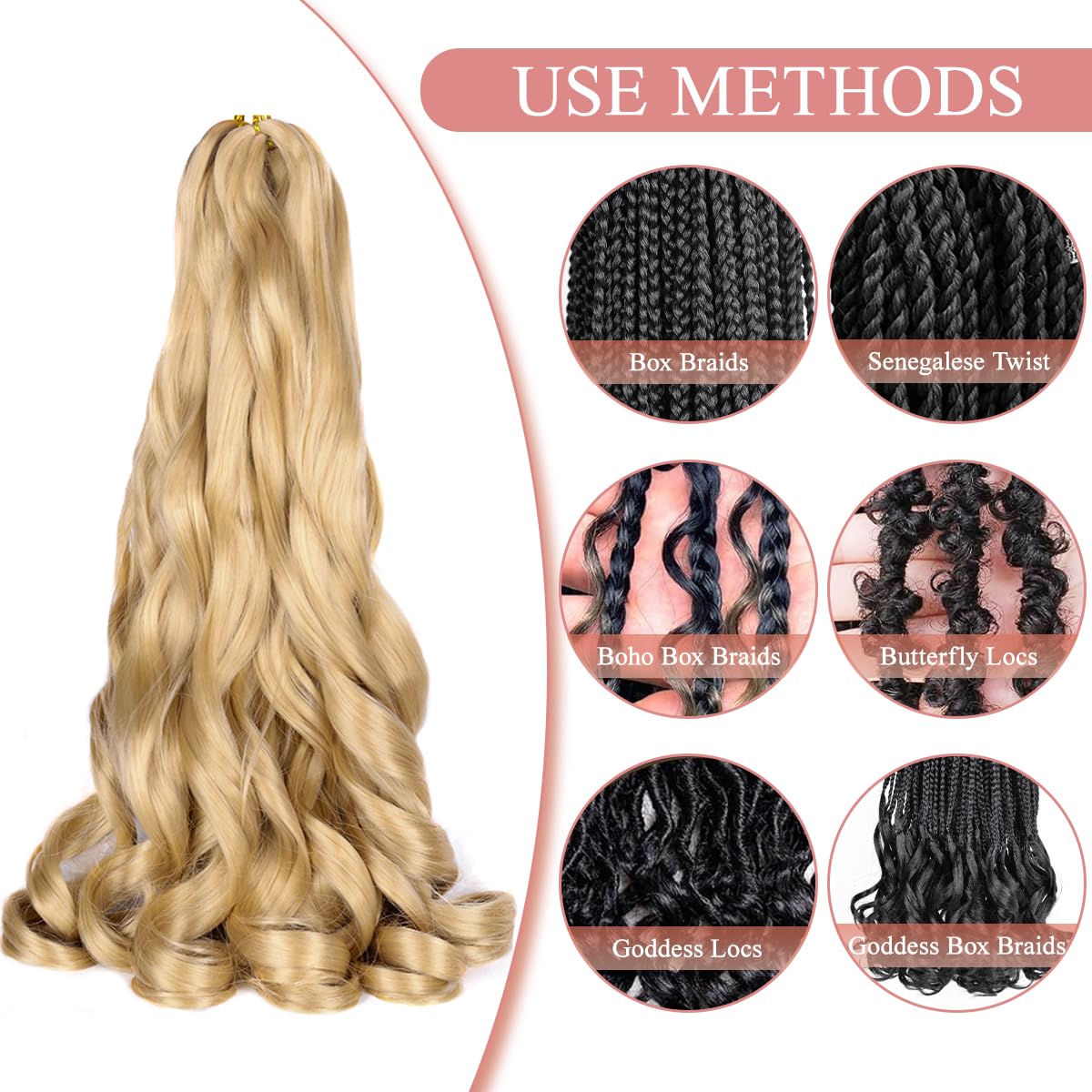 Luoyudu French Curl Braiding Hair 24 Inch displayed with spray bottle