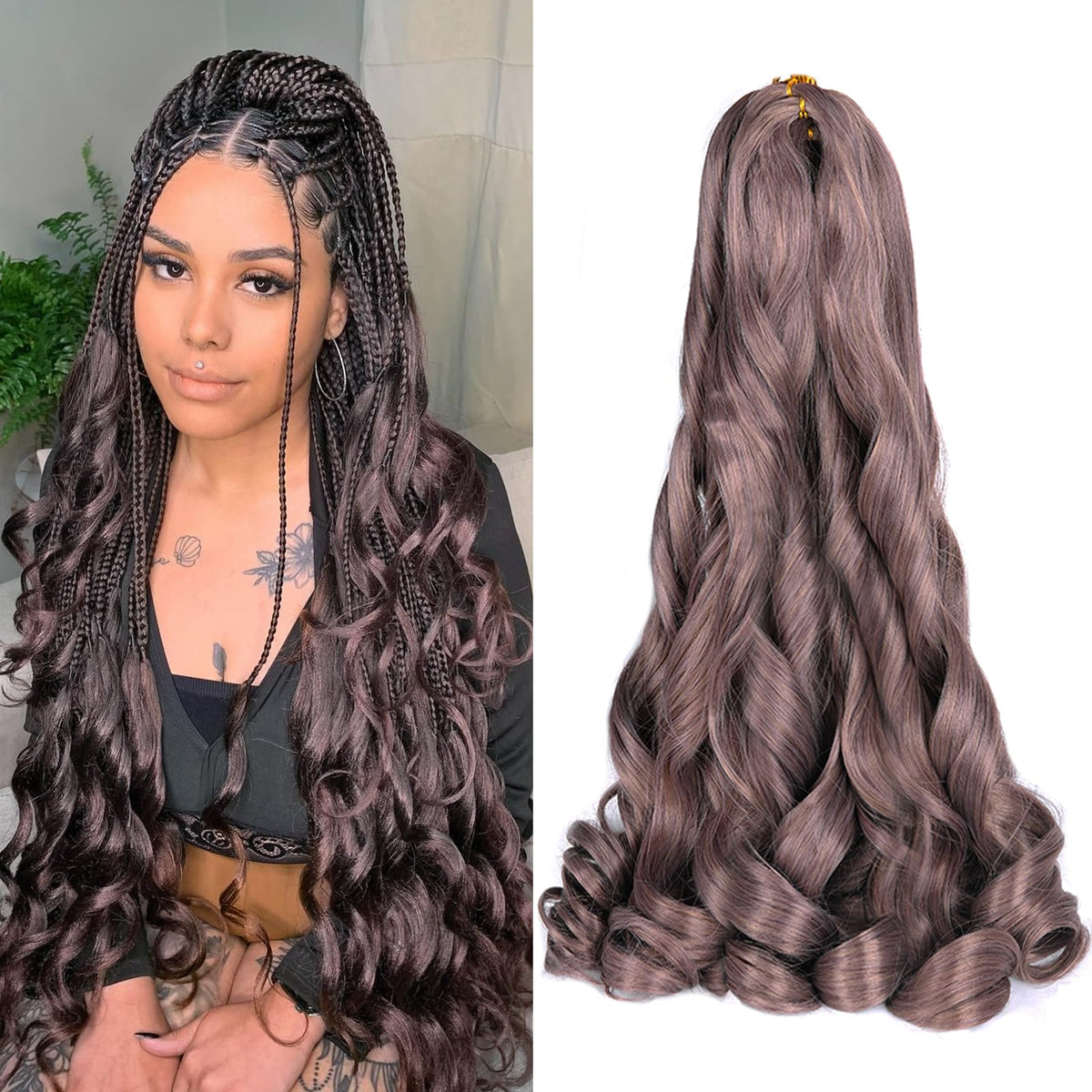 Luoyudu French Curl Braiding Hair 24 inch front view