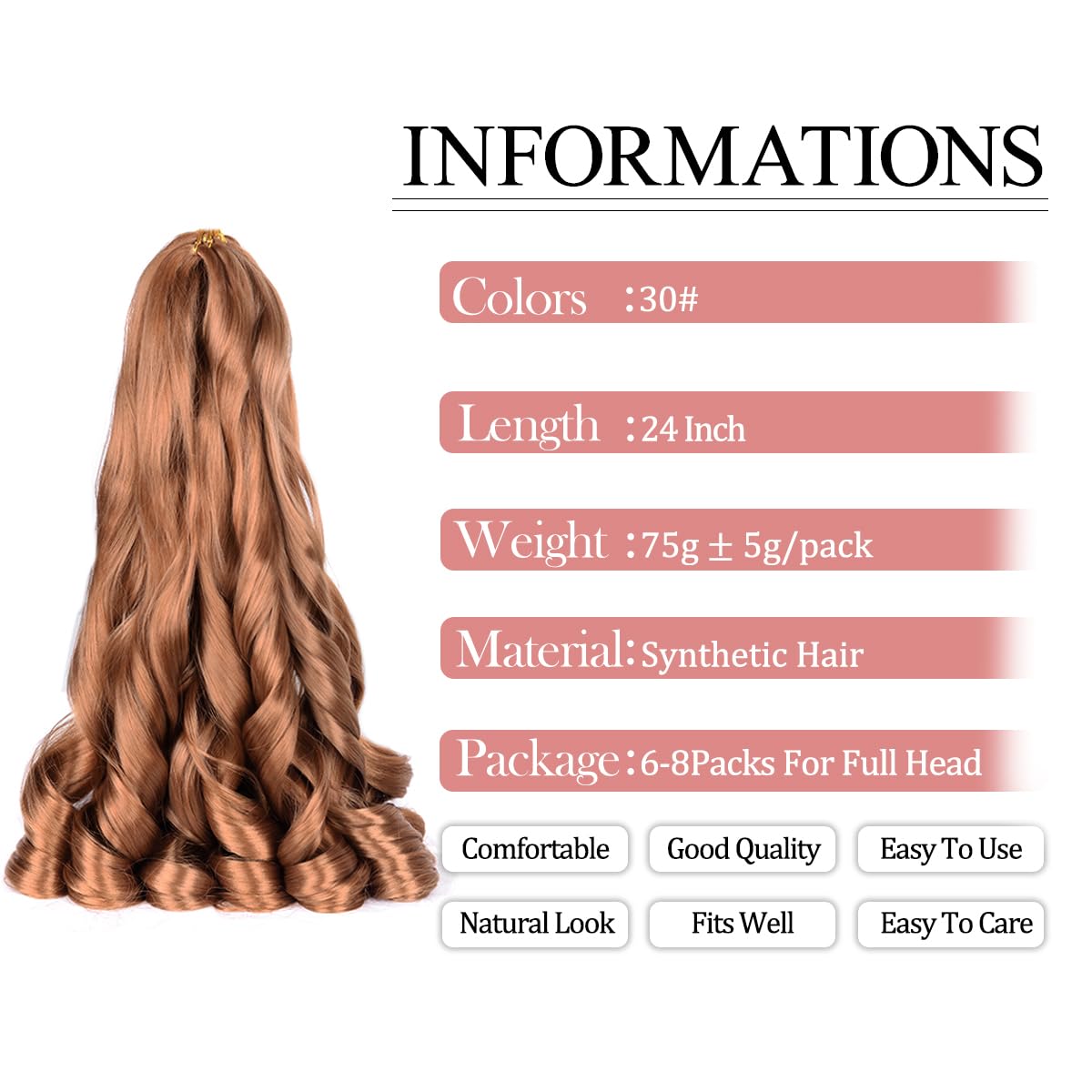 Luoyudu French Curl Braiding Hair 24 Inch loose wavy texture