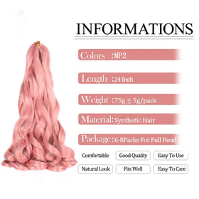 Luoyudu French Curl Braiding Hair 24 Inch Mix Pink packaging