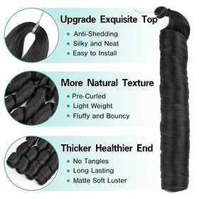 Luoyudu French Curl Braiding Hair 24 Inch Natural Black texture close-up