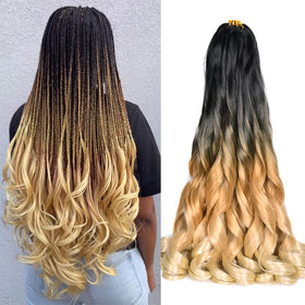 Luoyudu French Curl Braiding Hair 24 Inch Ombre Blonde front view