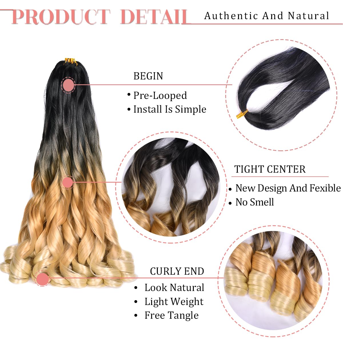 Luoyudu French Curl Braiding Hair 24 Inch Ombre Blonde packaging