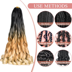 Luoyudu French Curl Braiding Hair 24 Inch Ombre Blonde styled in Senegalese Twists