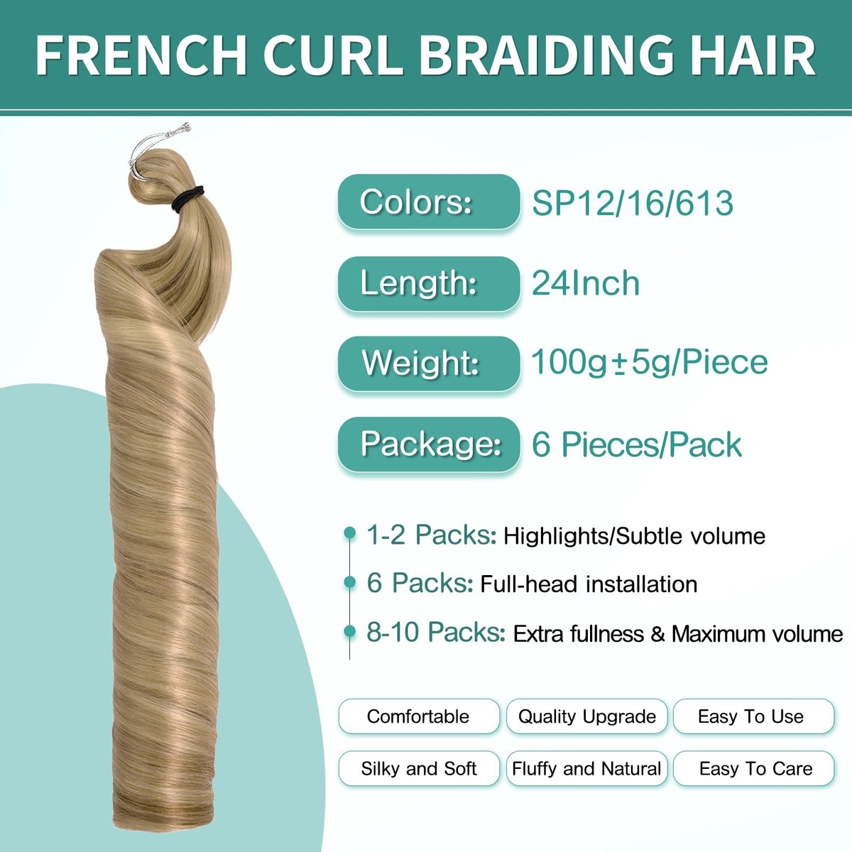 Luoyudu French Curl Braiding Hair 24 inch packaging