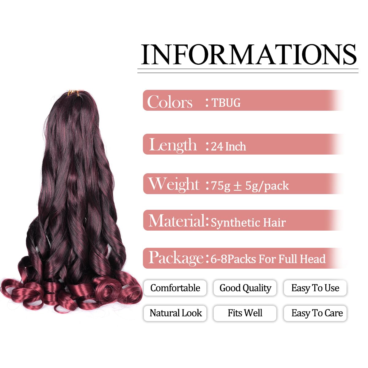 Luoyudu French Curl Braiding Hair 24 Inch packaging
