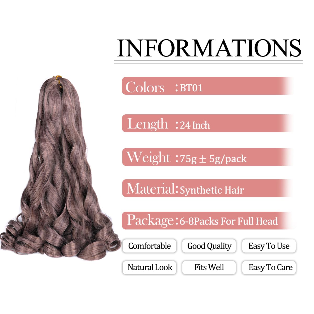 Luoyudu French Curl Braiding Hair 24 inch packaging