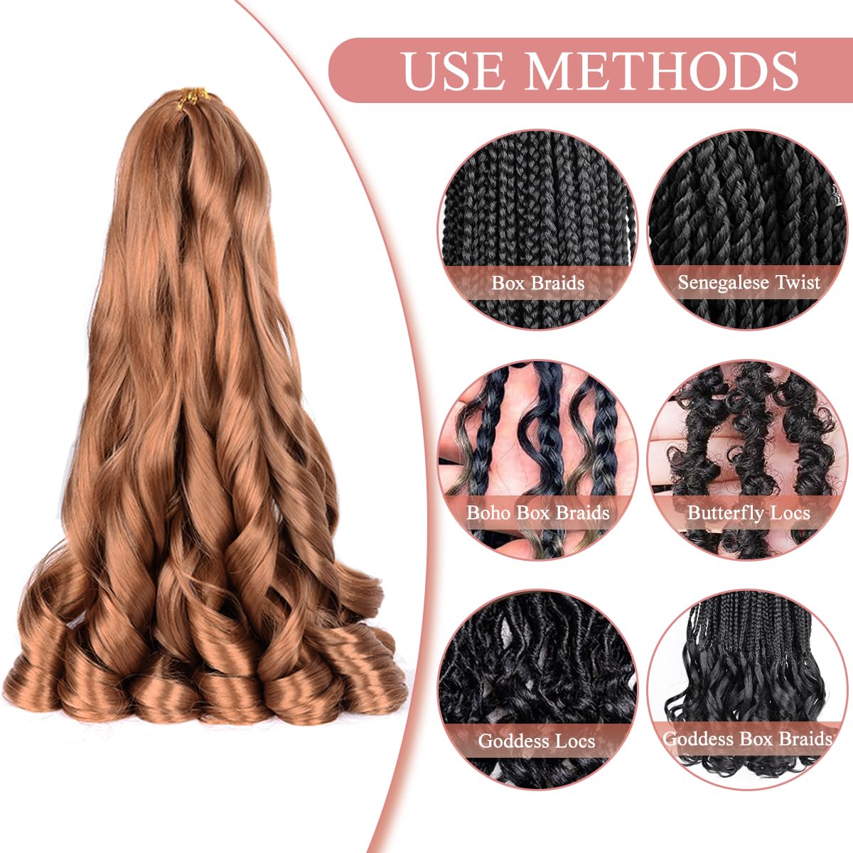Luoyudu French Curl Braiding Hair 24 Inch side view