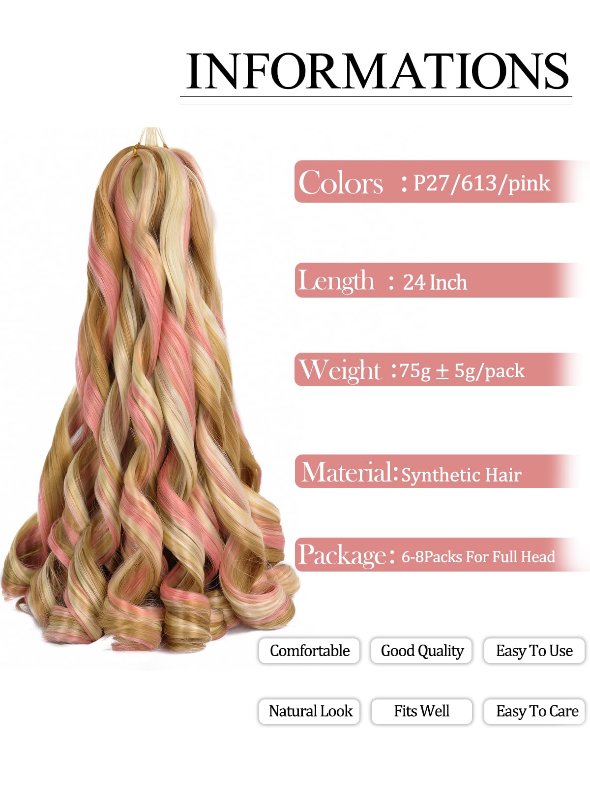 Luoyudu French Curl Braiding Hair 24 Inch side view showing texture