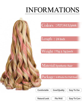 Luoyudu French Curl Braiding Hair 24 Inch side view showing texture