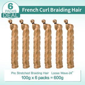 Luoyudu French Curl Braiding Hair 24 Inch SP27/613 styled look