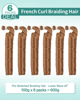 Luoyudu French Curl Braiding Hair 24 Inch styled on a model