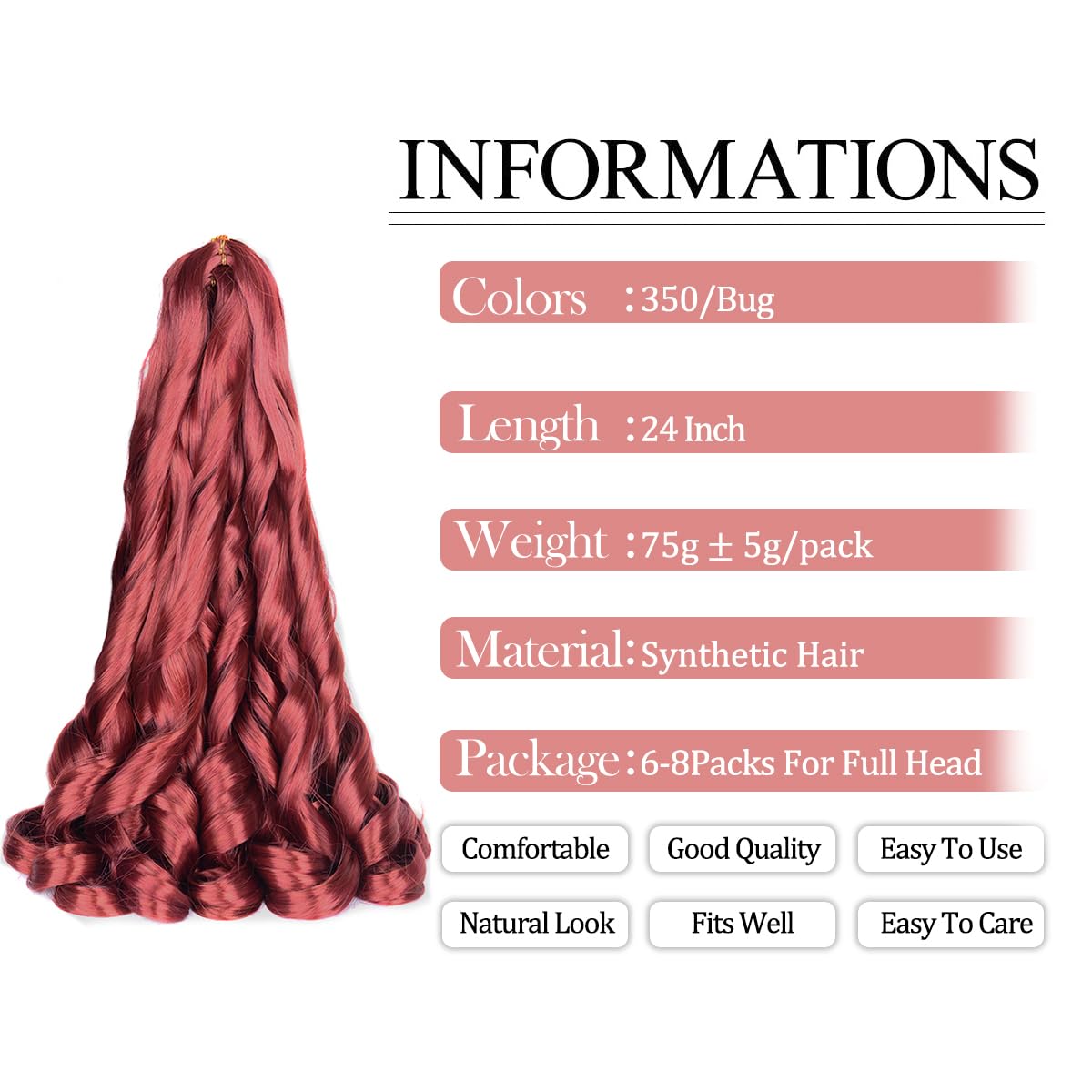 Luoyudu French Curl Braiding Hair 24inch loose wavy texture