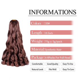Luoyudu French Curl Braiding Hair 33# 16 Inch close-up of curls