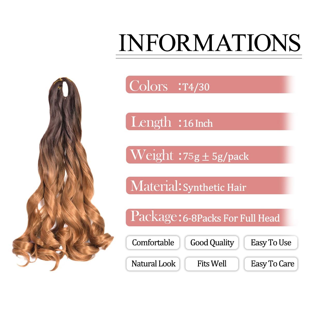 Luoyudu French Curl Braiding Hair 8 pack packaging
