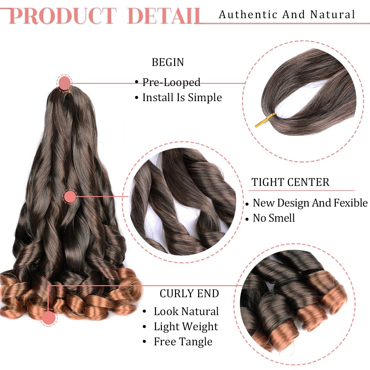 Luoyudu French Curl Braiding Hair Extensions T30 close-up of curls