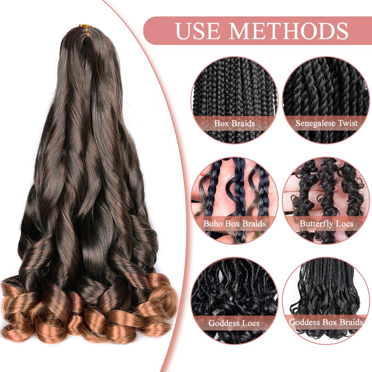 Luoyudu French Curl Braiding Hair Extensions T30 texture detail