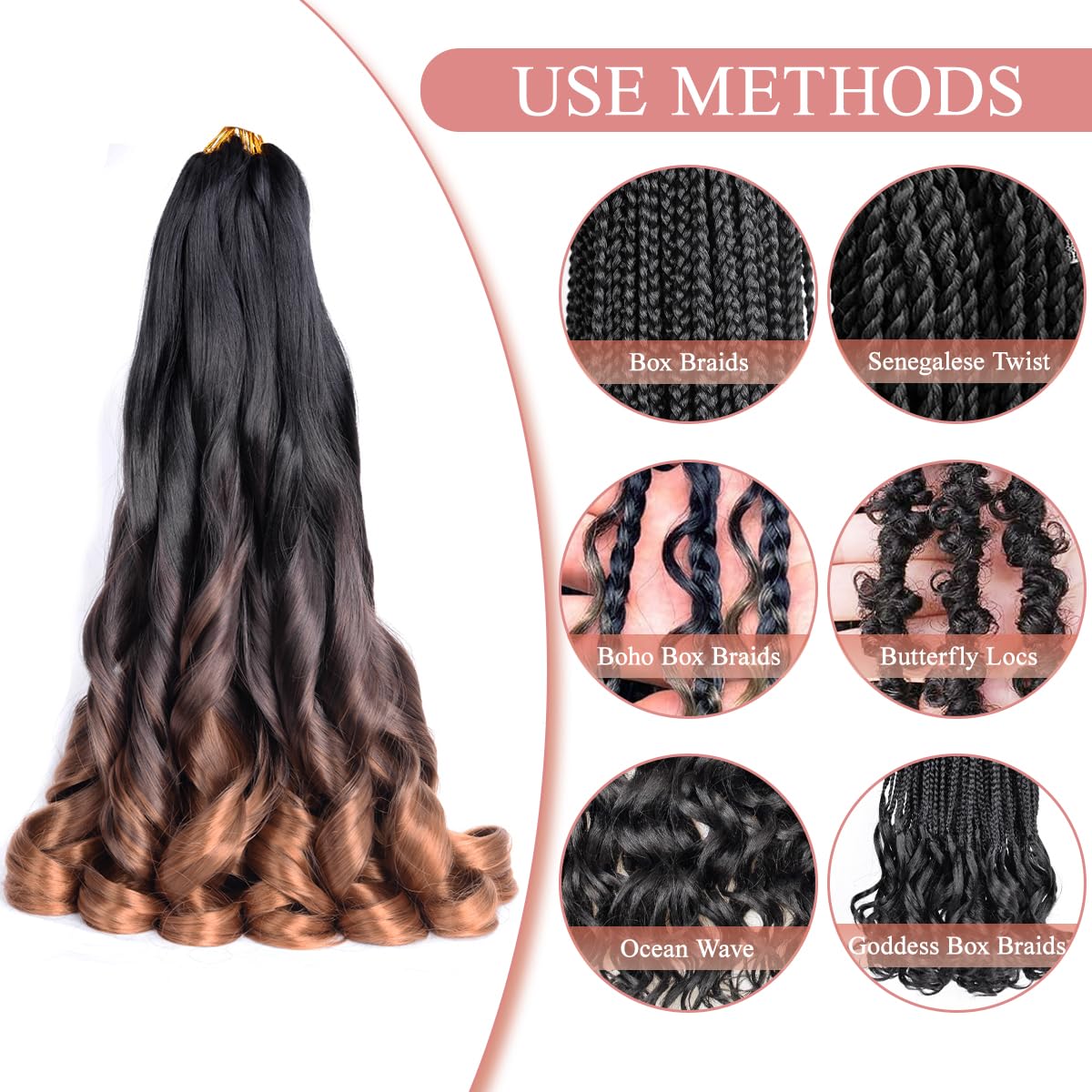 Luoyudu French Curl Braiding Hair in loose waves