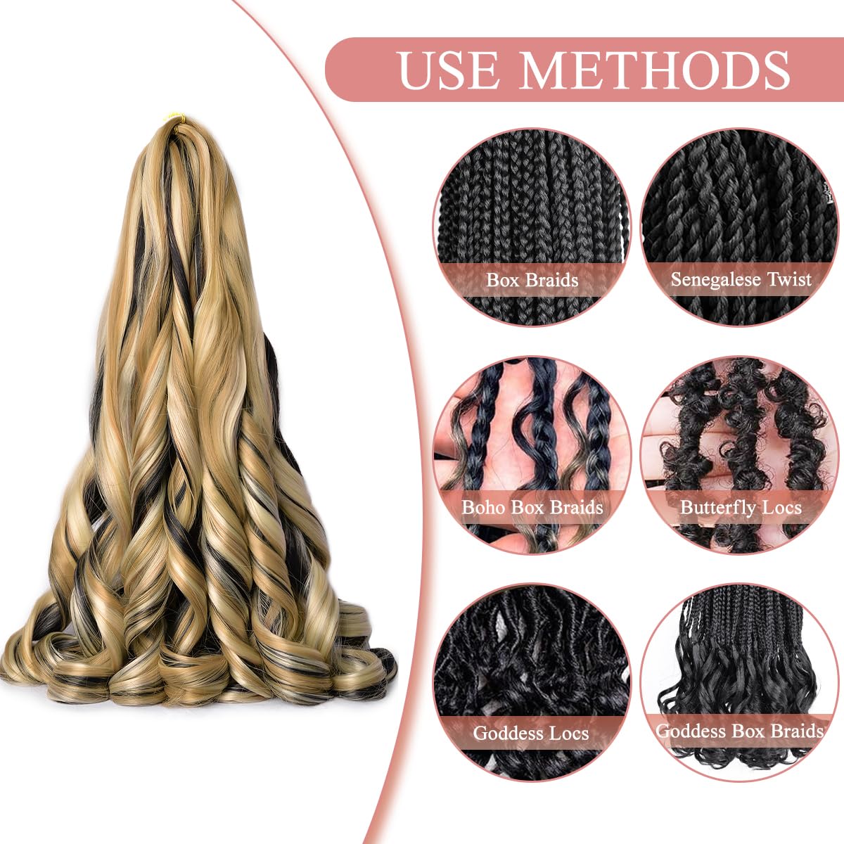 Luoyudu French Curl Braiding Hair in natural light