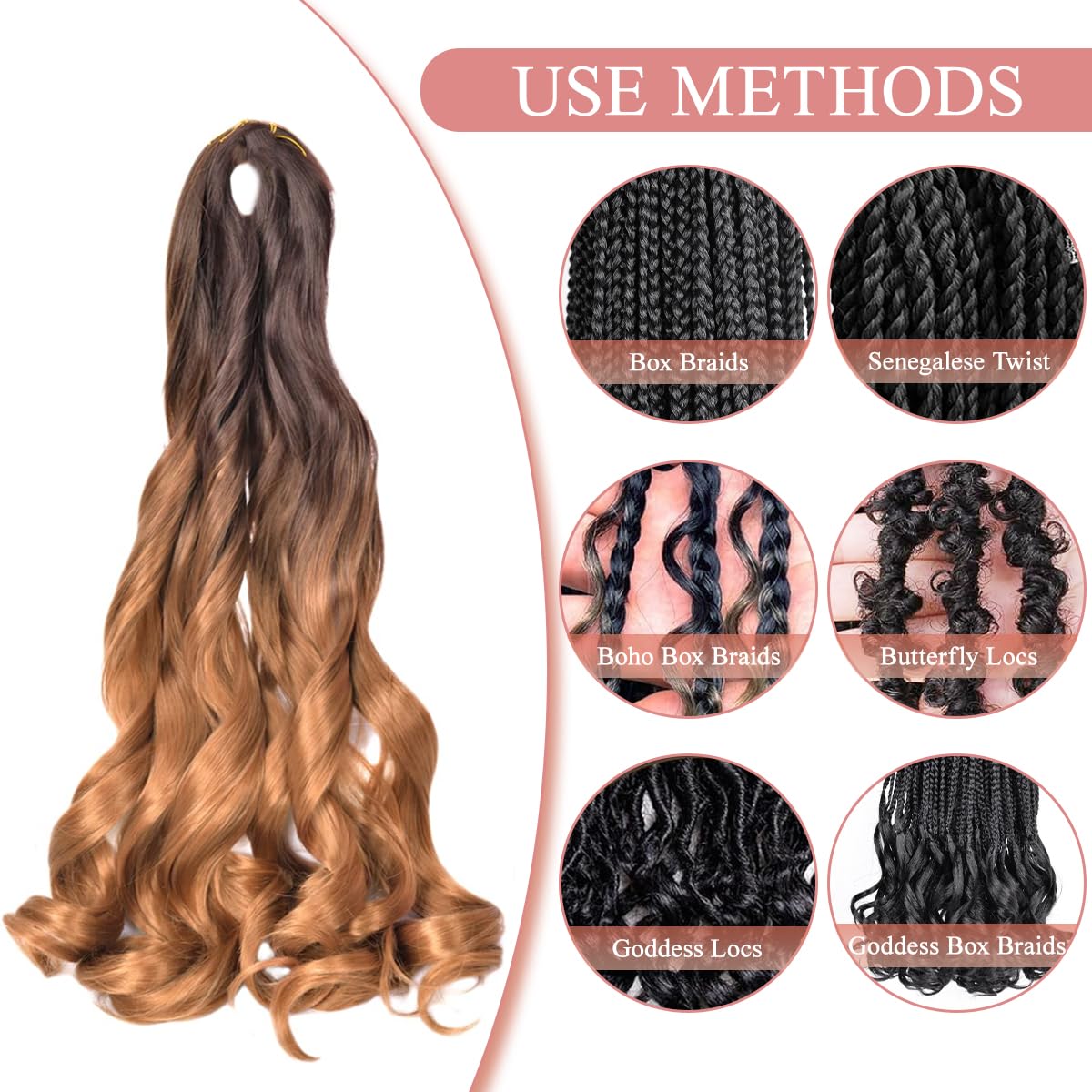 Luoyudu French Curl Braiding Hair in various hairstyles
