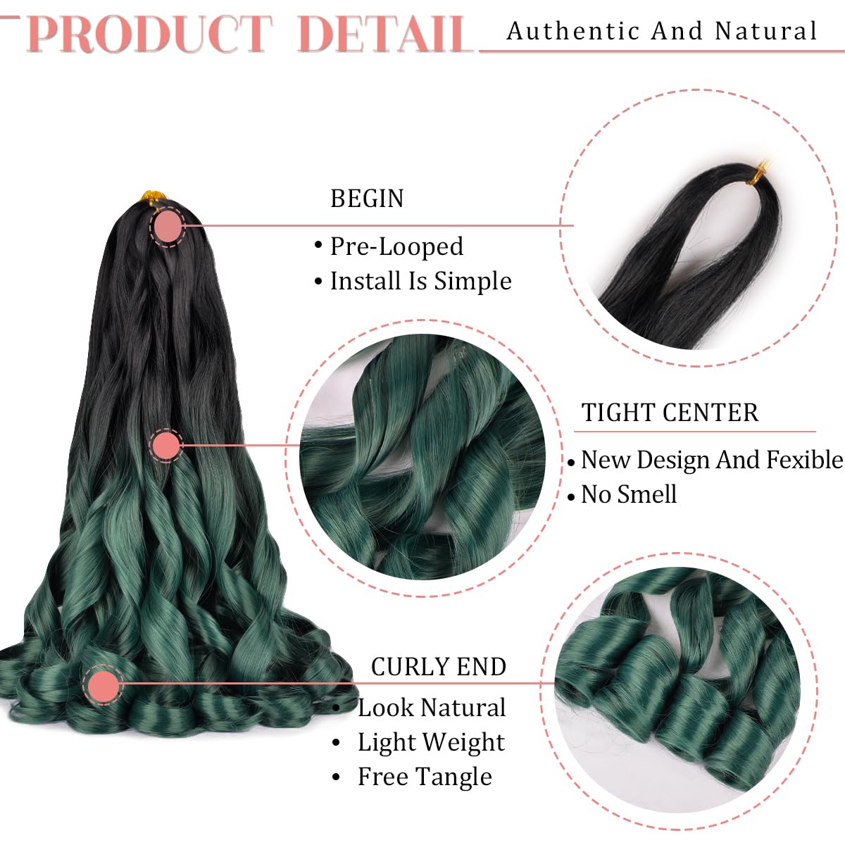 Luoyudu French Curl Braiding Hair OT1B/Green packaging