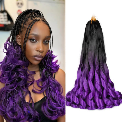 Luoyudu French Curl Braids 24 Inch OT1B/Purple front view