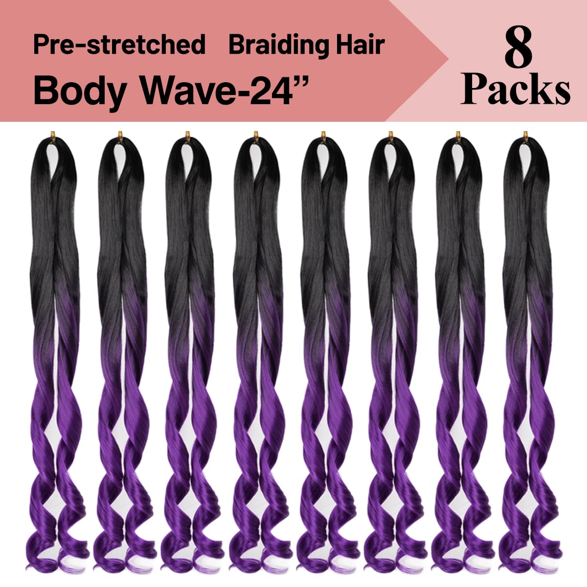 Luoyudu French Curl Braids 24 Inch OT1B/Purple in a loose wave style
