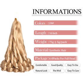 Luoyudu French Curly Braiding Hair 16 Inch 24# bouncy curls close-up