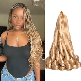 Luoyudu French Curly Braiding Hair 16 Inch 24# front view