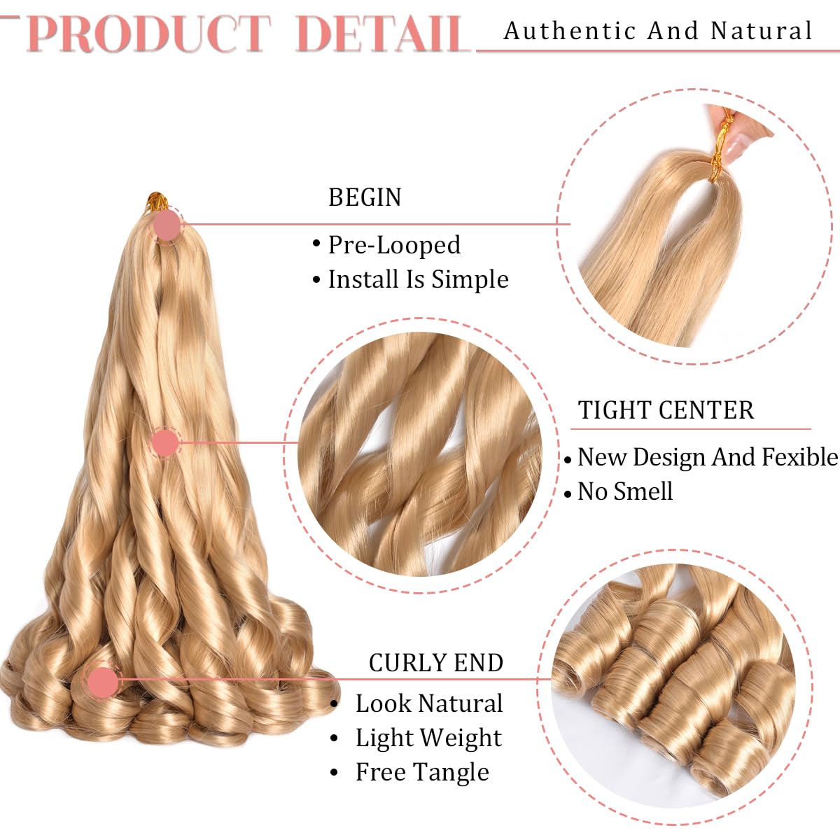 Luoyudu French Curly Braiding Hair 16 Inch 24# packaging
