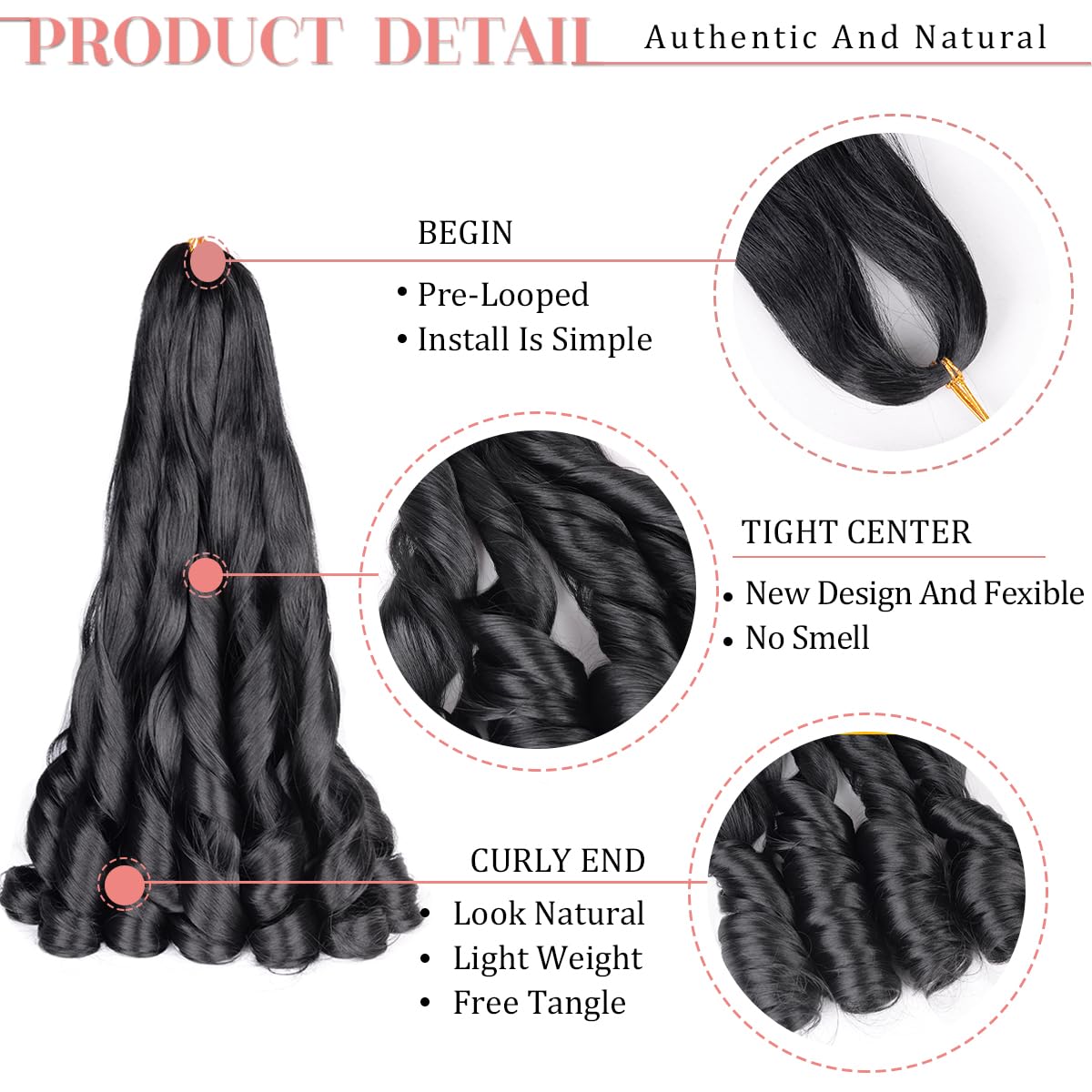 Luoyudu French Curly Braiding Hair 16 inch close-up texture