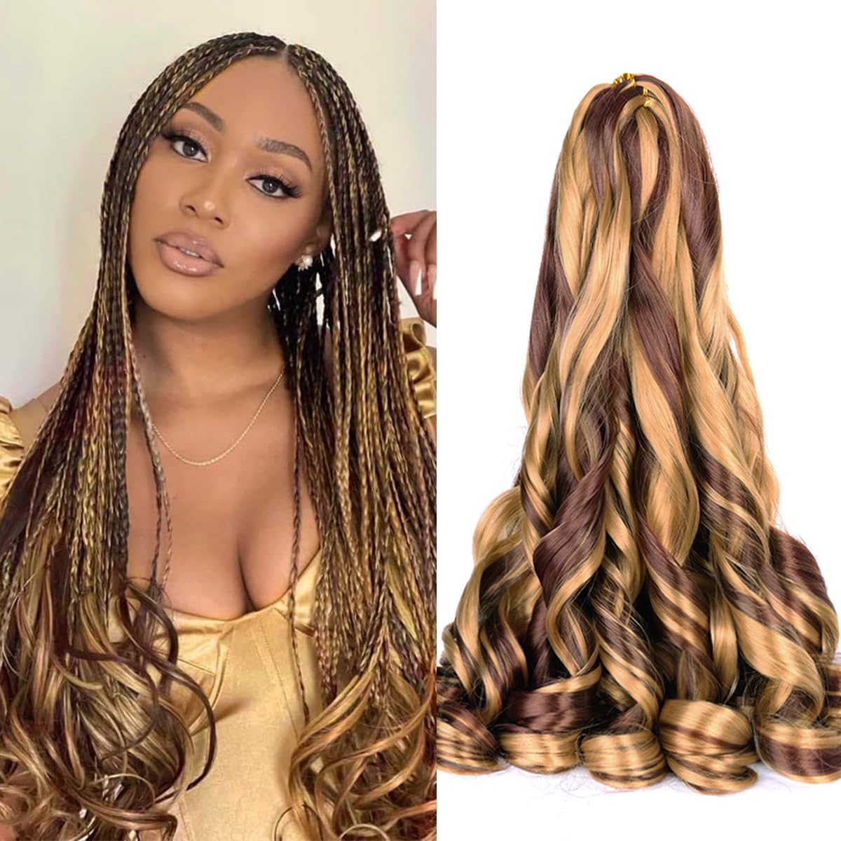Luoyudu French Curly Braiding Hair 16 Inch front view