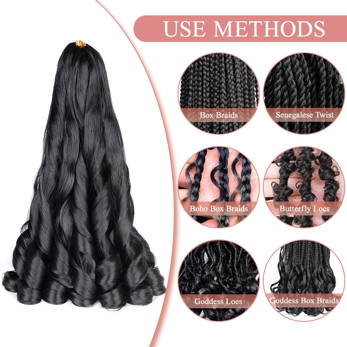Luoyudu French Curly Braiding Hair 16 inch loose waves