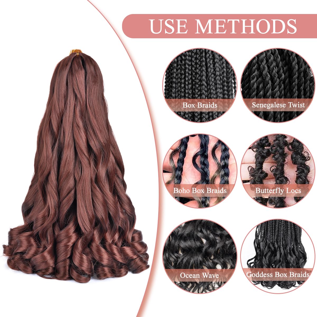 Luoyudu French Curly Braiding Hair 18-inch in different hairstyles