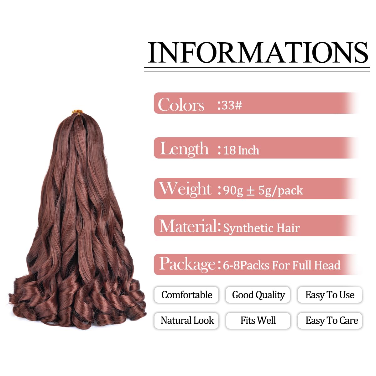 Luoyudu French Curly Braiding Hair 18-inch loose wavy texture