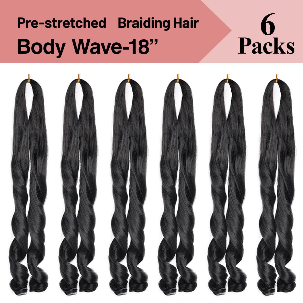 Luoyudu French Curly Braiding Hair 1B 18 Inch close-up of curls