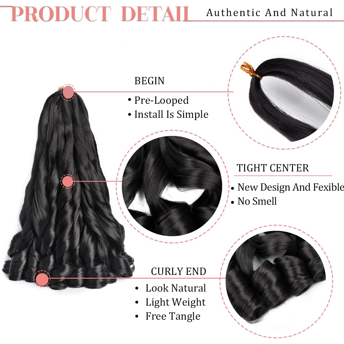 Luoyudu French Curly Braiding Hair 1B 18 Inch packaging
