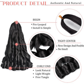 Luoyudu French Curly Braiding Hair 1B 18 Inch packaging