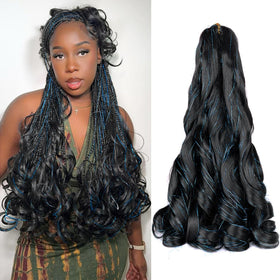 Luoyudu French Curly Braiding Hair 24-inch 1B/Blue front view