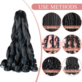 Luoyudu French Curly Braiding Hair 24-inch 1B/Blue on mannequin